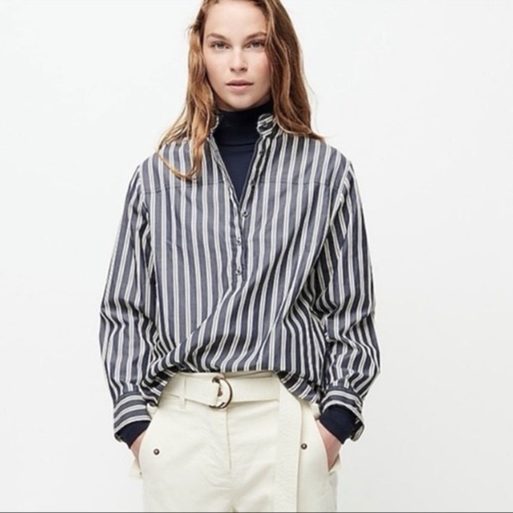 J.Crew Stripe Band Collar Popover.
